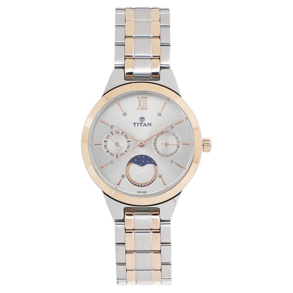 Buy Online Titan Women s Elegance Monophase Two Tone White Dial