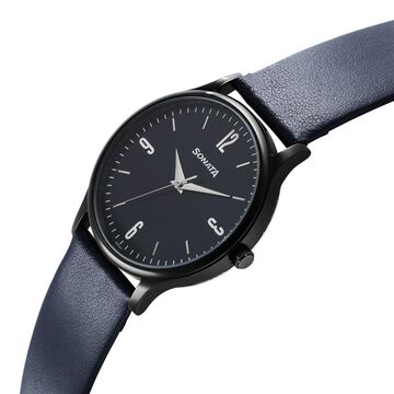 Sonata Aspire Quartz Analog Blue Dial Leather Strap Watch for Men