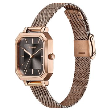 Sonata Modern Edit Quartz Analog Grey Dial Stainless Steel Strap Watch For Women