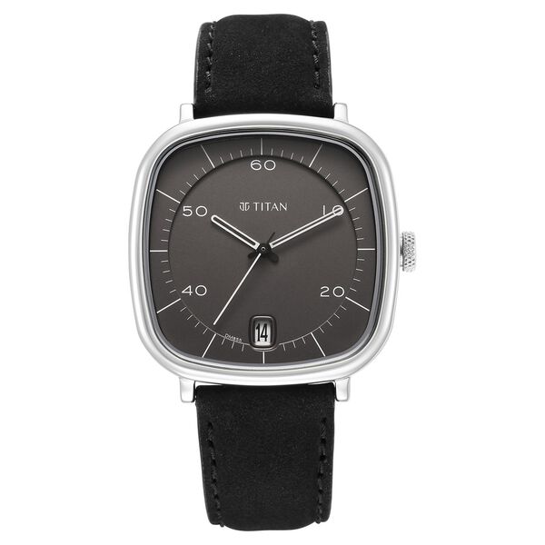 Titan Neo Curve Quartz Analog with Date Anthracite Dial Black Leather Strap Watch for Men - image number 0