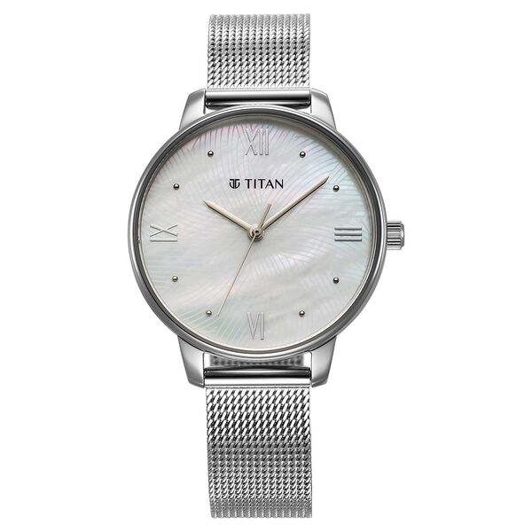 Titan Purple Style Up Quartz Analog Mother Of Pearl Dial Stainless Steel Strap Watch for Women - image number 0