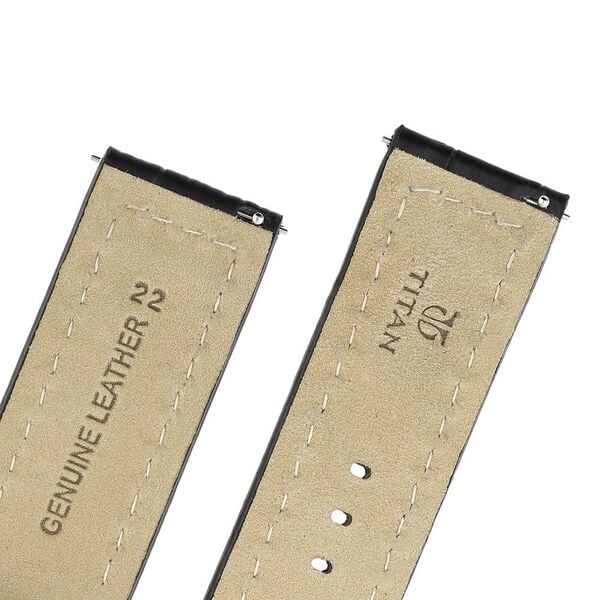 22 mm Black Genuine Leather Strap for Men - image number 4