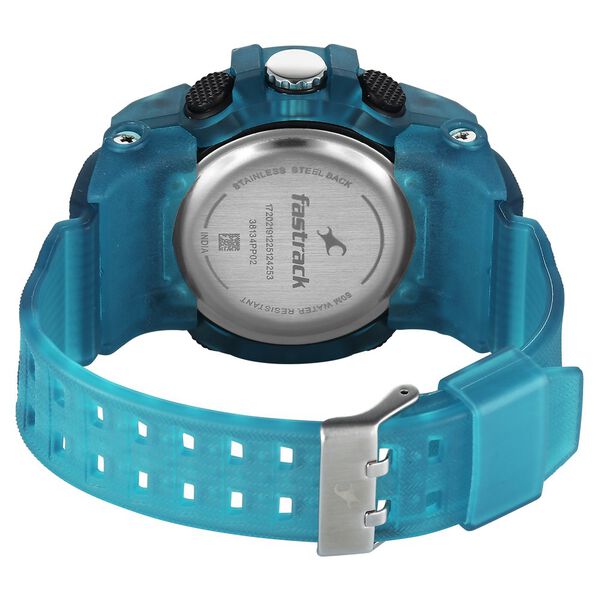 Fastrack StreetStyle Quartz Analog Digital Black Dial Translucent Blue Polyether Strap Watch For Guys - image number 4