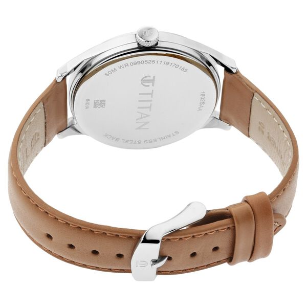 Titan Men's Urban Edge Lustrous White Dial Leather Watch - image number 4
