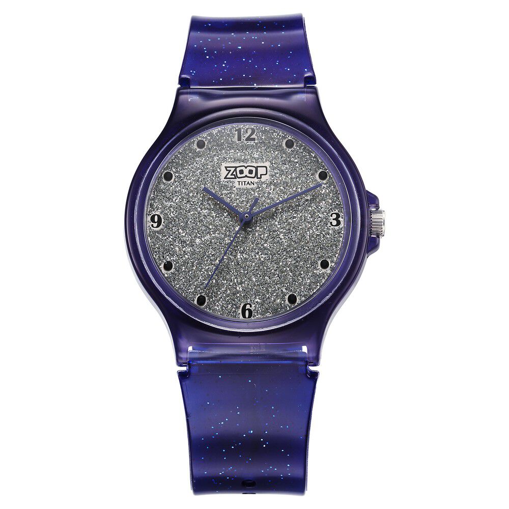 Buy Online Zoop Glitter Analog Watch with Grey Dial & Blue Strap