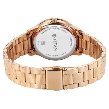 Titan Purple Sports Fashion Quartz Analog Green Dial Rose Gold Stainless Steel Strap Watch For Women