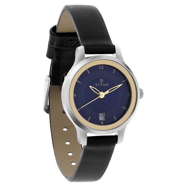 Titan Quartz Analog Blue Dial Leather Strap Watch for Women - image number 1