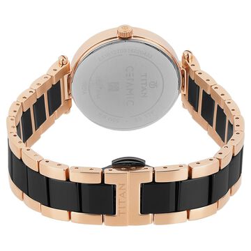 Titan Ceramics Black Dial Analog Stainless Steel and Ceramic Strap watch for Women