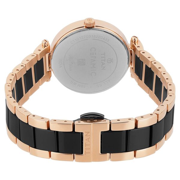 Titan Ceramics Black Dial Analog Stainless Steel and Ceramic Strap watch for Women - image number 4