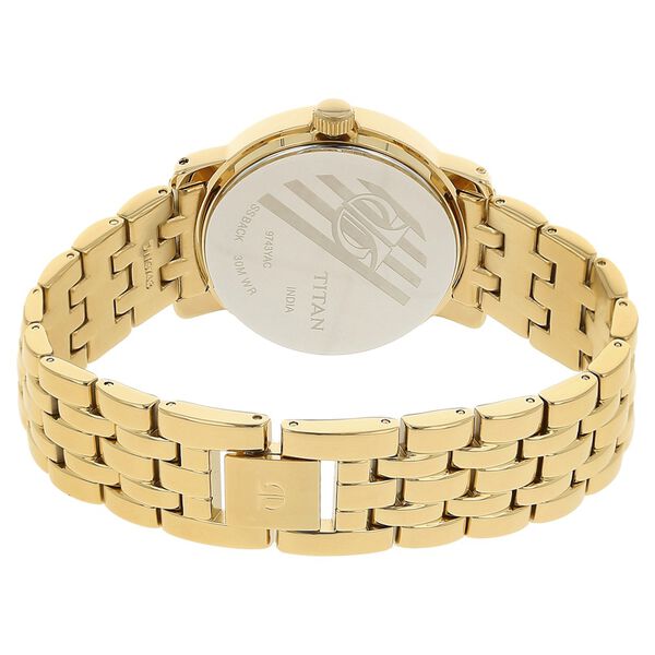 Titan Quartz Analog with Day and Date Champagne Dial Metal Strap Watch for Women - image number 3