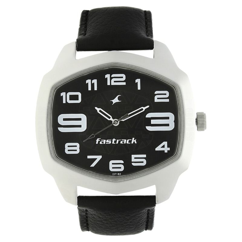 Fastrack Quartz Analog Black Dial Leather Strap Watch for Guys