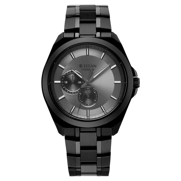 Titan Classique Titanium Sapphire  Multifunction Grey Dial Grey Titanium Strap Watch For Men - image number 0