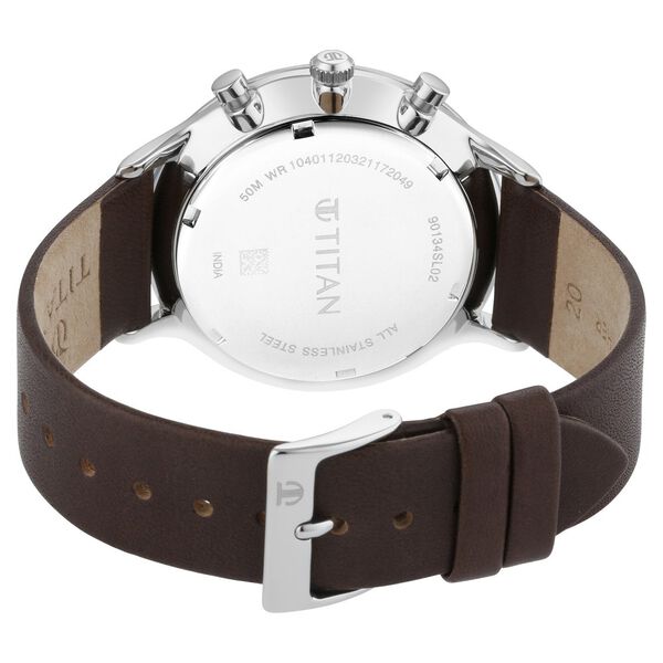 Titan Quartz Multifunction Brown Dial Leather Strap Watch for Men - image number 5