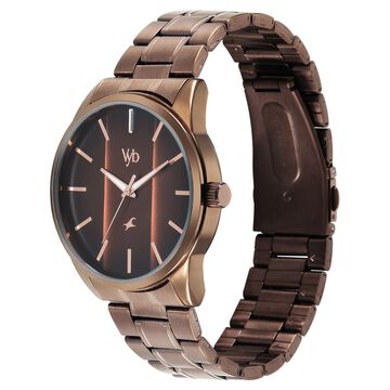 Vyb Drift By Fastrack Quartz Analog Brown Dial Brown Stainless Steel Strap Watch For Guys