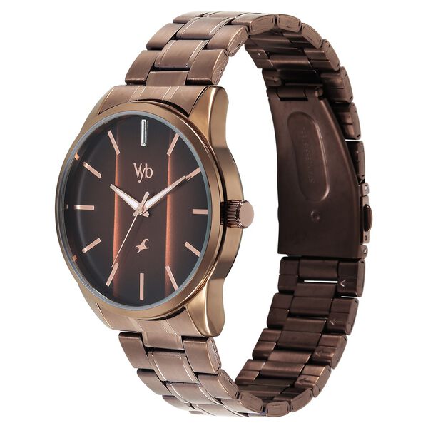 Vyb Drift By Fastrack Quartz Analog Brown Dial Brown Stainless Steel Strap Watch For Guys - image number 2