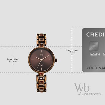 Vyb Manifester By Fastrack Quartz Analog Brown Dial Brown Metal Strap Watch For Girls