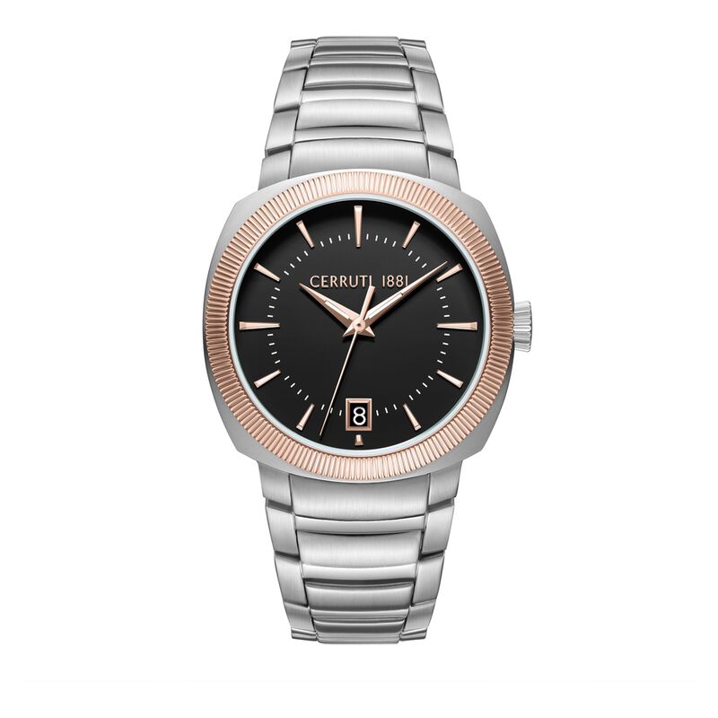 Cerruti 1881 Quartz Analog Black Dial Silver Colour Stainless Steel Strap Watch For Men