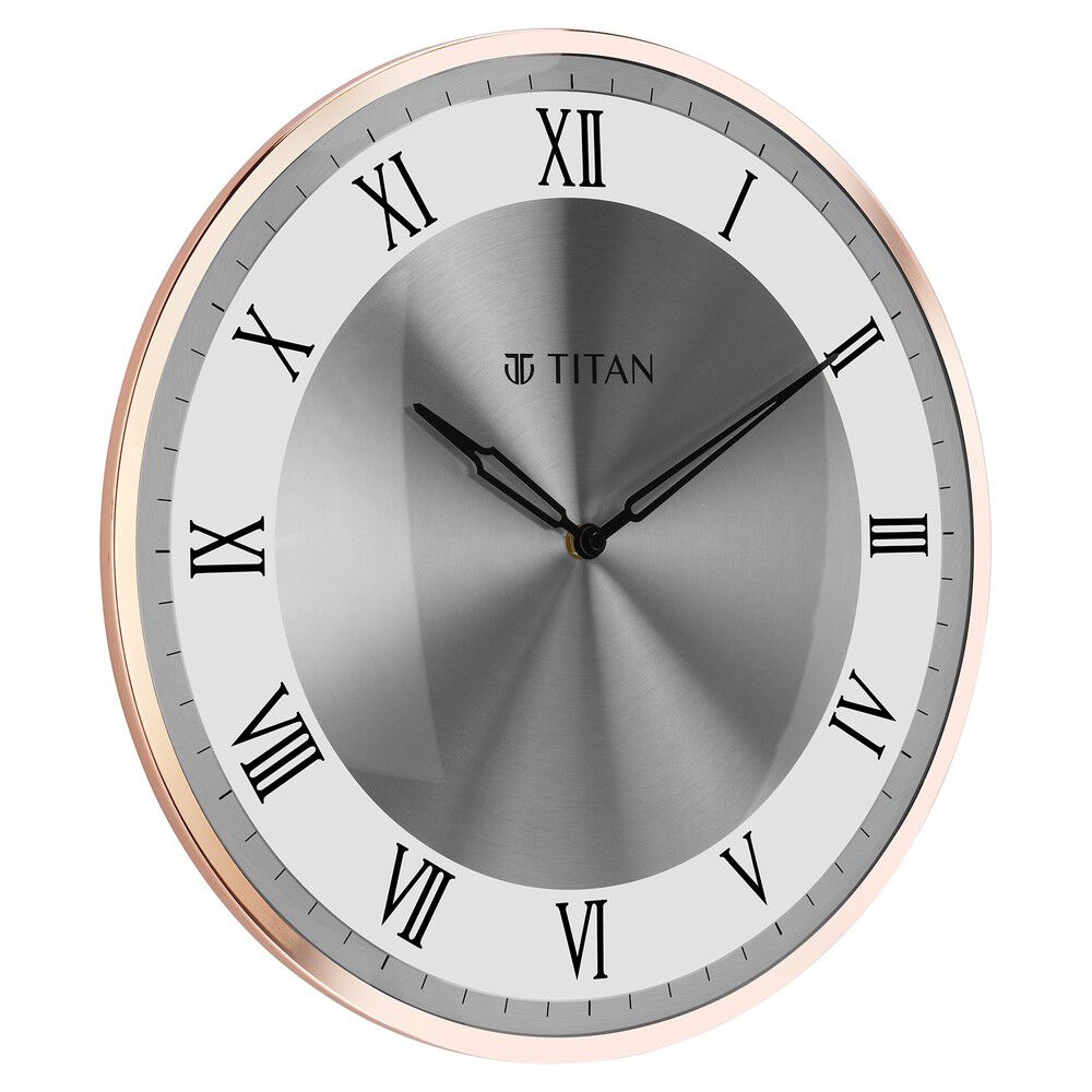Buy Online Titan Metallic Wall Clock White Dial with Silent Sweep