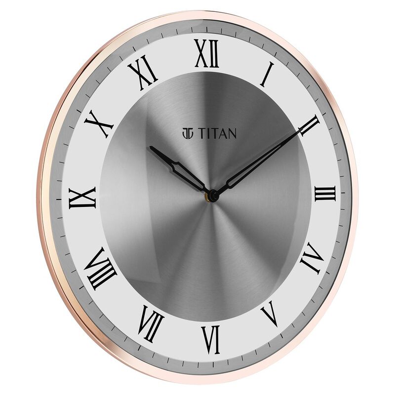 Titan Metallic Wall Clock White Dial with Silent Sweep Technology and Rose Gold Frame - 40.0 cm x 40.0 cm (Large) - image number 1