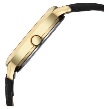 Sonata Gold Quartz Analog Sacred Forest Green With Gold Coin Dial Black Leather Strap Watch For Women