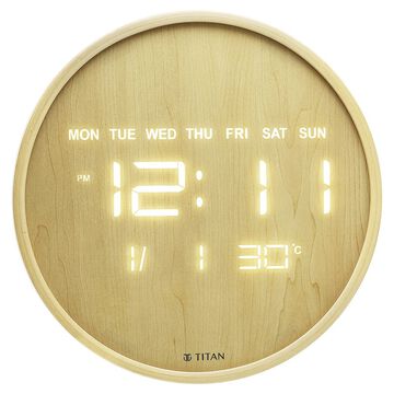 Titan Wood-Grain LED Digital Clock - 32 cm x 32 cm (Medium)