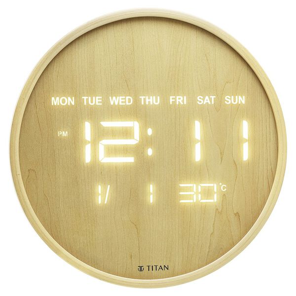 Titan Wood-Grain LED Digital Clock - 32 cm x 32 cm (Medium) - image number 1