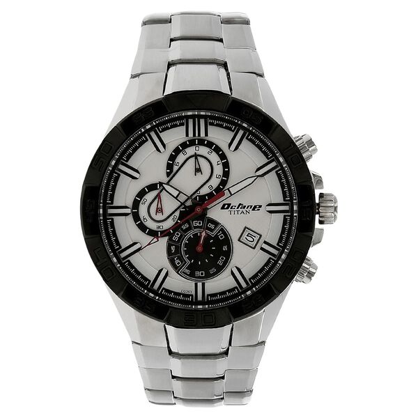 Titan Quartz Chronograph White Dial Stainless Steel Strap Watch for Men - image number 0
