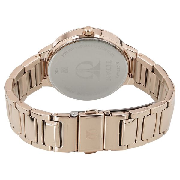Titan Quartz Analog Off White Dial Stainless Steel Strap Watch for Women - image number 3