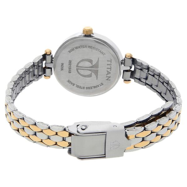 Titan Quartz Analog Champagne Dial Stainless Steel Strap Watch for Women - image number 3