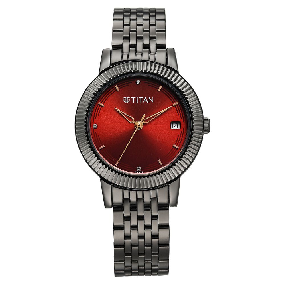 Titan Titan Karishma Quartz Analog Red Dial Grey Stainless Steel Strap Watch For Women-picture-17
