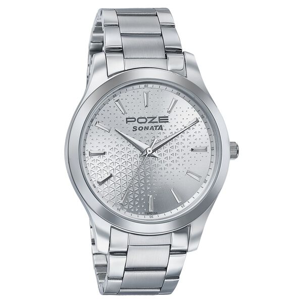 Sonata Poze Quartz Analog Silver Dial Metal Strap Watch For Men - image number 2
