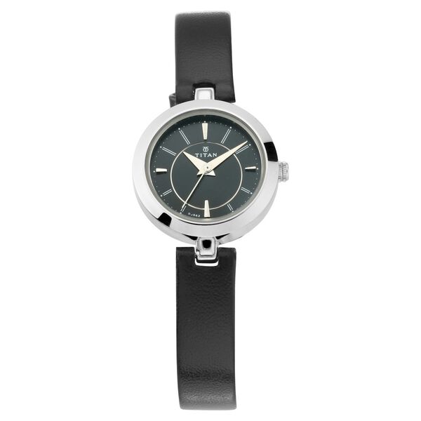 Titan Quartz Analog Black Dial Leather Strap Watch for Women - image number 0