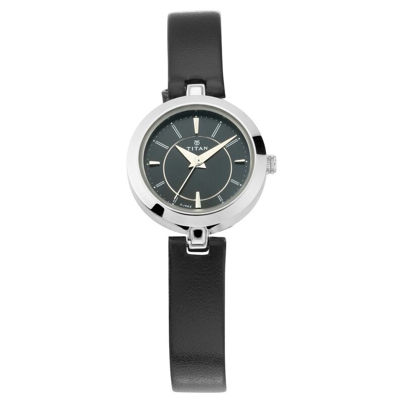 Titan Quartz Analog Black Dial Leather Strap Watch for Women