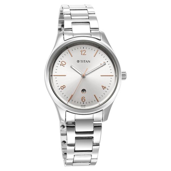 Titan Urban Silver White Dial Women Watch With Metal Strap - image number 0