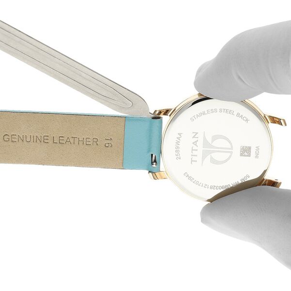 16 mm Blue Genuine Leather Strap for Women - image number 5