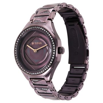Titan Purple Glitz Quartz Analog Stainless Steel Strap Watch for Women