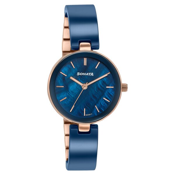 Sonata Festive Quartz Analog Blue Dial Two Toned Ceramic & Metal Strap Watch For Women - image number 1