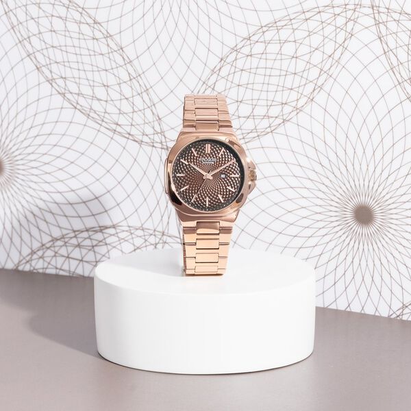 Sonata Poze Quartz Analog Brown Dial Rose Gold Colour Stainless Steel Strap Watch For Men - image number 0