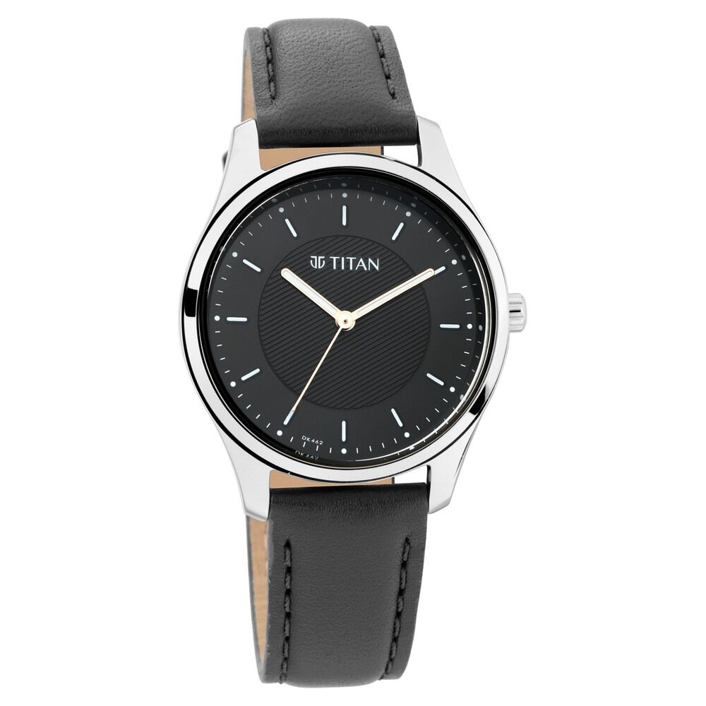 Black leather watch hotsell women