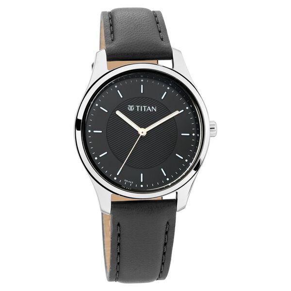 Titan Workwear Black Dial Women Watch With Leather Strap - image number 0