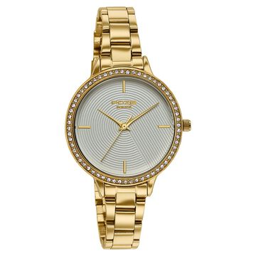 Poze By Sonata Quartz Analog White Dial Golden Stainless Steel Strap Watch For Women