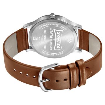 Sonata RPM Quartz Analog with Day and Date Blue Dial Leather Strap Watch for Men