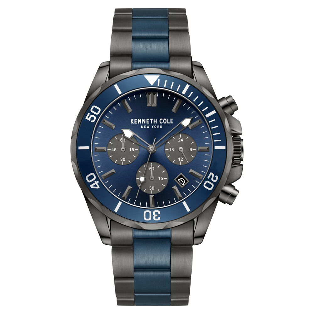 Buy Online Kenneth Cole Quartz Chronograph Blue dial Stainless Steel Strap Watch for Men kcwgi0027104mn Titan