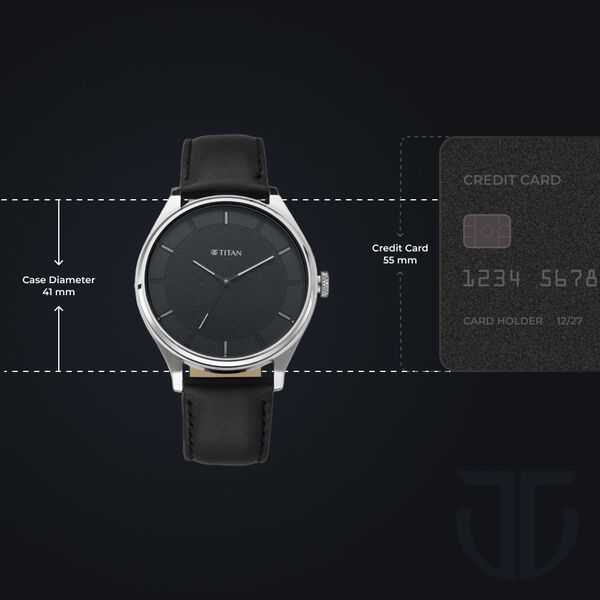 Titan Workwear Quartz Analog Black Dial Black Leather Strap Watch For Men - image number 2