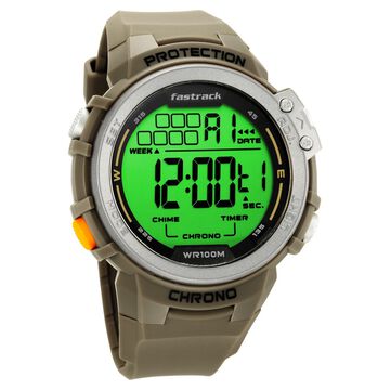 Fastrack Digital Dial Green Silicone Strap Watch For Guys