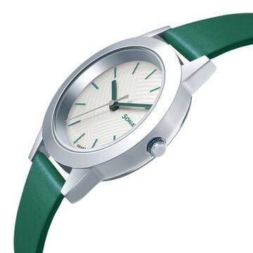 Sonata Splash White Dial Women Watch With Leather Strap
