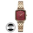 Titan Purple Metro Quartz Analog Red Dial Rose Gold Plated Stainless Steel Strap Watch For Women - image number 0