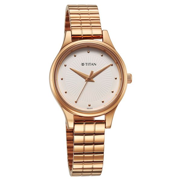 Titan Karishma Quartz Analog Off White Dial Rose Gold Stainless Steel Strap Watch For Women - image number 1