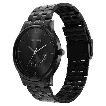 Sonata Quartz Analog with Date Black Dial Watch for Men