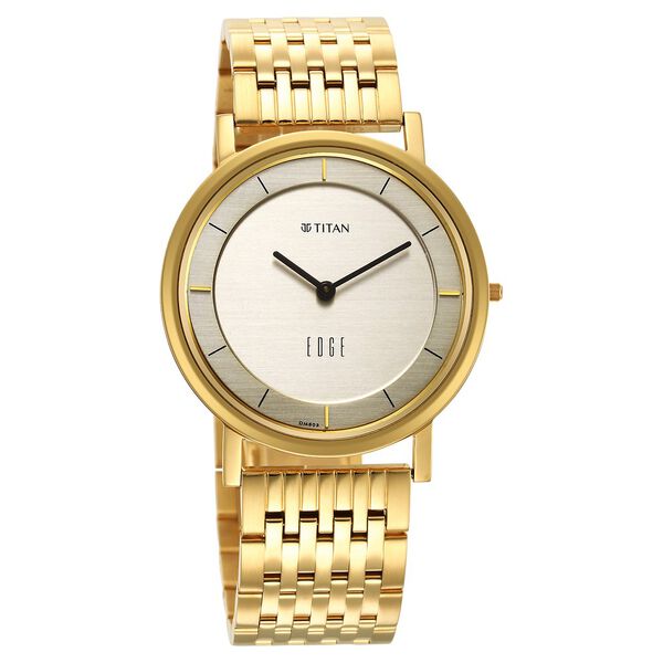 Edge Metal Yellow Dial Stainless Steel Strap Watch Men - image number 1